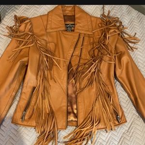 Joseph Israel Leather Fringe Jacket